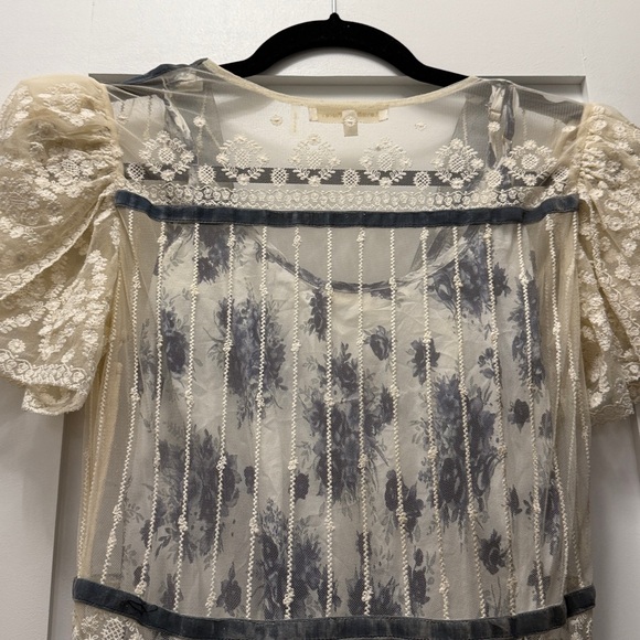 LoveShackFancy Floral Lace Gown with Blue Accents Slip - Picture 5 of 5